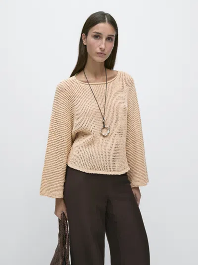 Massimo Dutti Cutwork Sweater In Brown