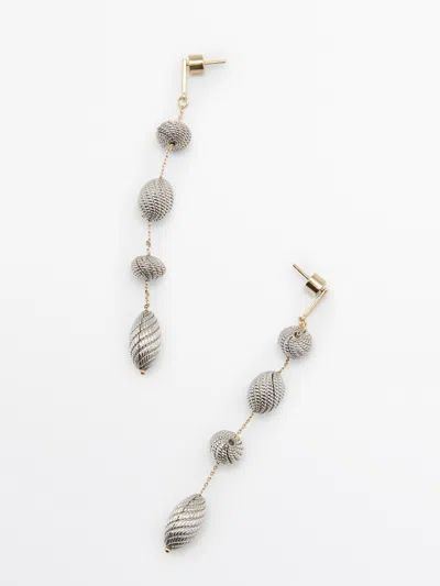 Massimo Dutti Dangle Earrings With Textured Pieces In Gold