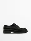 Massimo Dutti Dark Brown Moc Toe Shoes In Brown