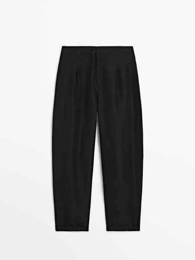 Massimo Dutti Darted Carrot Fit Trousers In Black