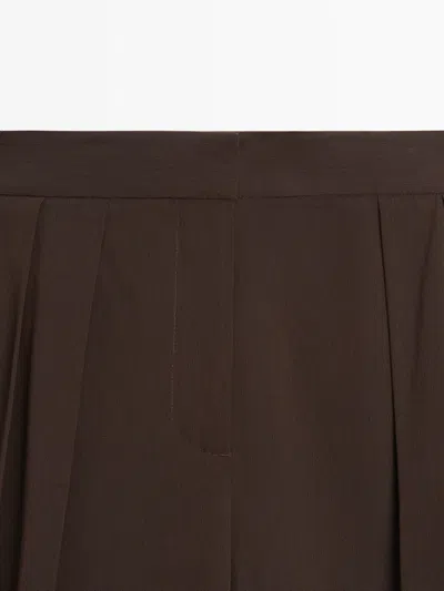 Massimo Dutti Darted Sarouel Trousers In Brown