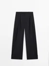 MASSIMO DUTTI DARTED TROUSERS WITH ADJUSTABLE HEMS