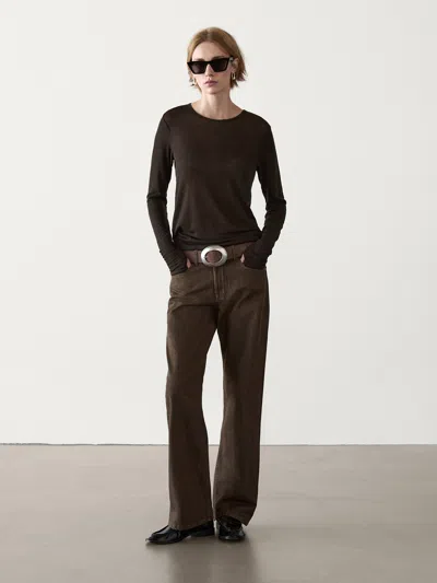 Massimo Dutti Denim Jeans Im Straight-fit In Brown