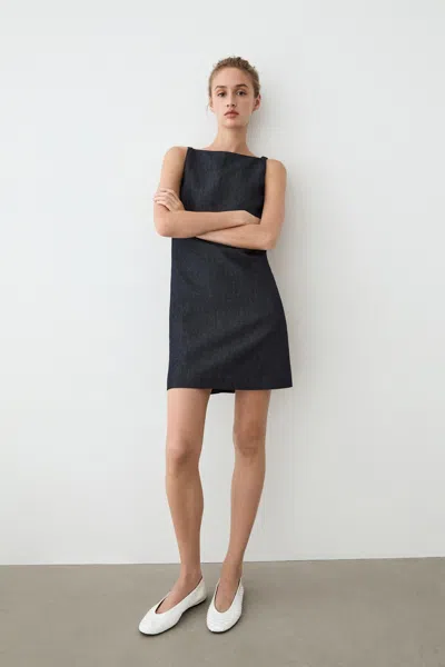 Massimo Dutti Denim Mini Dress In Black