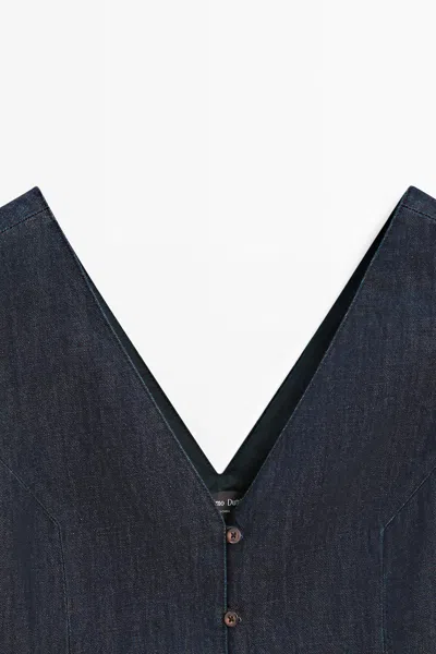 Massimo Dutti Denim Vest Total Look In Blue