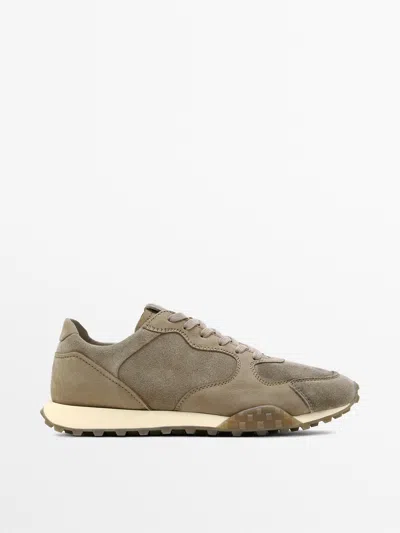 Massimo Dutti Deportivo Piel Combinado In Animal Print