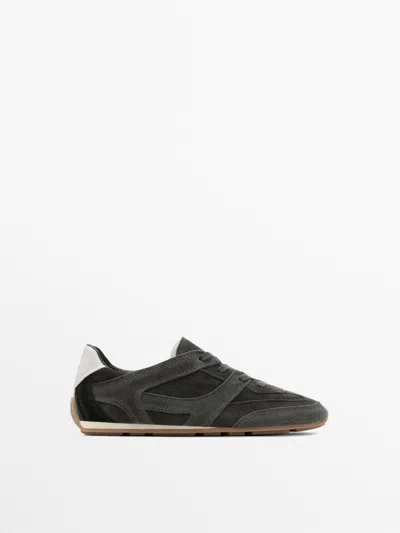 Massimo Dutti Deportivo Piel Combinado In Black