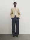 Massimo Dutti Gesteppte Rauten-bomberjacke In Beige Marl