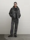 Massimo Dutti Diamond-pattern High Neck Jacket With Down And Feather Padding In Schwarz