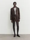 Massimo Dutti Minirock Aus Nappaleder Im Used-look In Braun