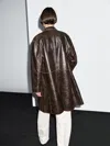 Massimo Dutti Distressed Nappa Leather Coat In Brown