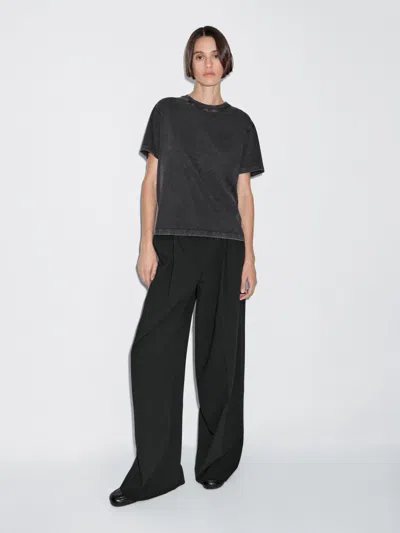 Massimo Dutti Distressed Oversize T In Black