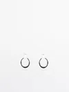 Massimo Dutti Double Link Earrings In Silver