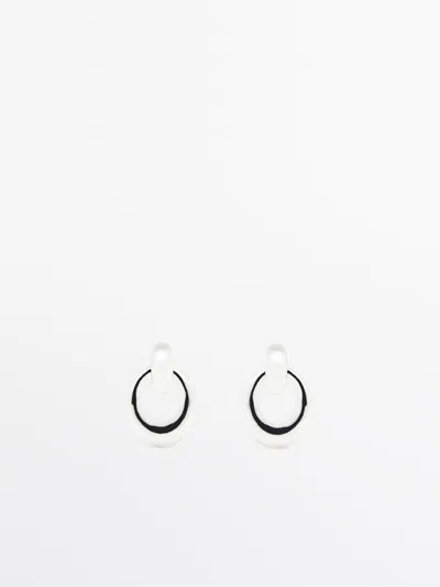 Massimo Dutti Double Link Earrings In Black