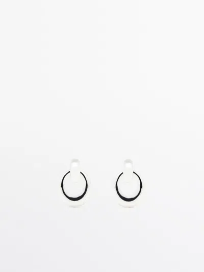 Massimo Dutti Double Link Earrings In Silver