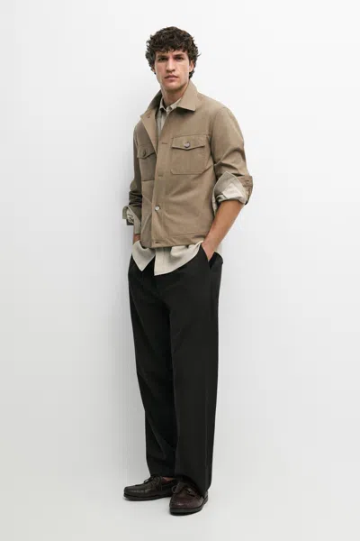 Massimo Dutti Double Pocket Trucker Jacket In Ochre