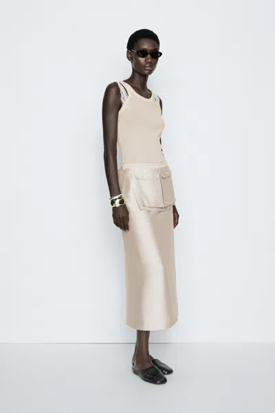 Massimo Dutti Top À Doubles Bretelles In Beige