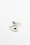 Massimo Dutti Double Teardrop Ring In Silver