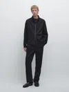 Massimo Dutti Double Wool Blend Jacket In Black