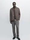 Massimo Dutti Double Wool Blend Jacket In Gray