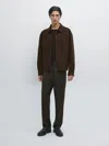 Massimo Dutti Double Wool Blend Jacket With Zip Detail In Brown