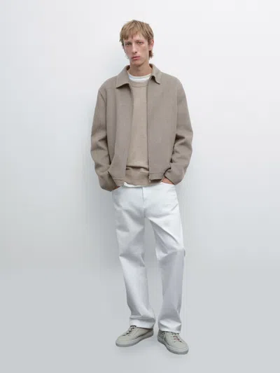 Massimo Dutti Double Wool Blend Zip In Multi