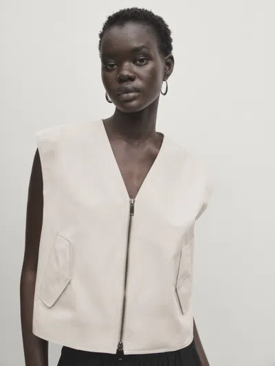 Massimo Dutti Weste Mit Doppeltem Reissverschluss Und Taschen In Gebrochen Weiss