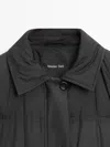 Massimo Dutti Down Feather Puffer Bomber Jacket In Black