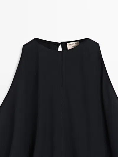 Massimo Dutti Draped Back Detail Top In Blue