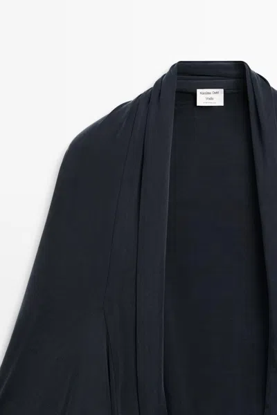 Massimo Dutti Draped Bolero Top In Blue