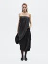 Massimo Dutti Draped Crepe Midi Skirt In Black