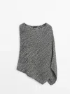 Massimo Dutti Drop Neck Knit Cape Sweater In Black