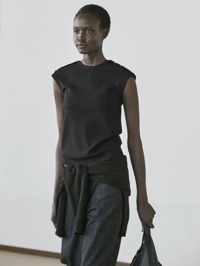 Massimo Dutti Drop Sleeve T In Black