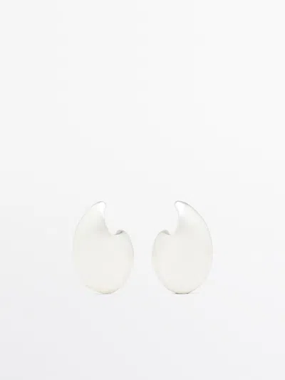 Massimo Dutti Droplet Detail Earrings In Metallic