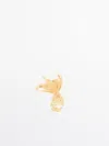 Massimo Dutti Ear Cuff With Flower Detail In Golden
