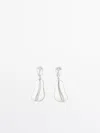 Massimo Dutti Earrings With Piece Detail In Silver