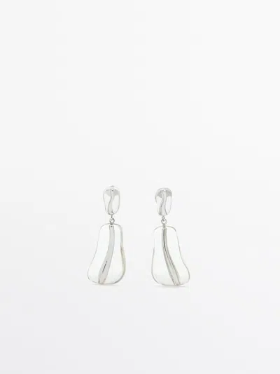 Massimo Dutti Earrings With Piece Detail In Silver