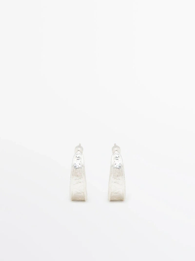 Massimo Dutti Earrings With Textured Detail In Metallic