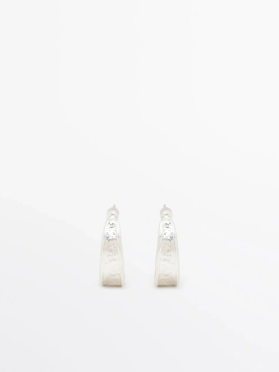 Massimo Dutti Earrings With Textured Detail In Silver