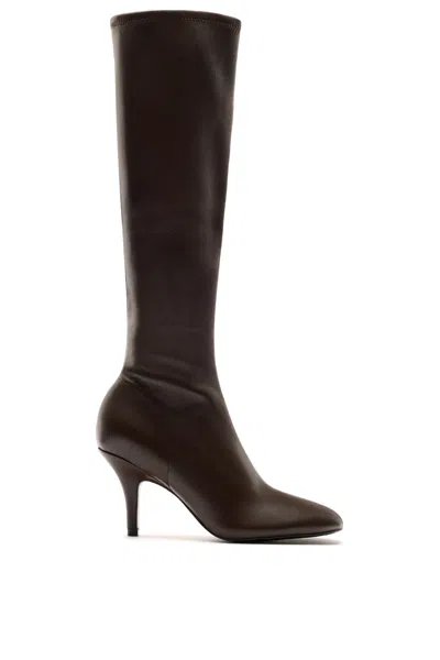 Massimo Dutti Bota Con Tacón En Piel Elástica In Brown