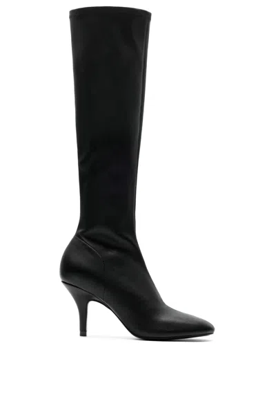 Massimo Dutti Bota De Tacón En Piel Elástica In Black