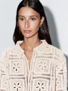 Massimo Dutti Embellished Crochet Cardigan In Neutral