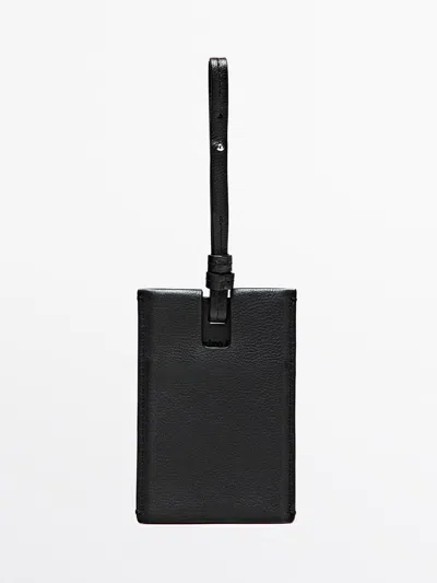Massimo Dutti Etiqueta De Viaje Piel Napa In Black