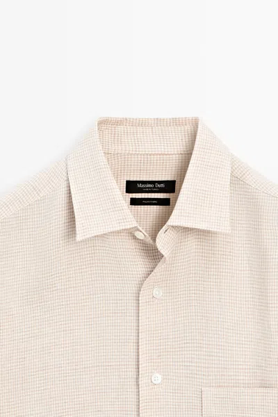 Massimo Dutti Faded 100% Linen Shirt In Neutral