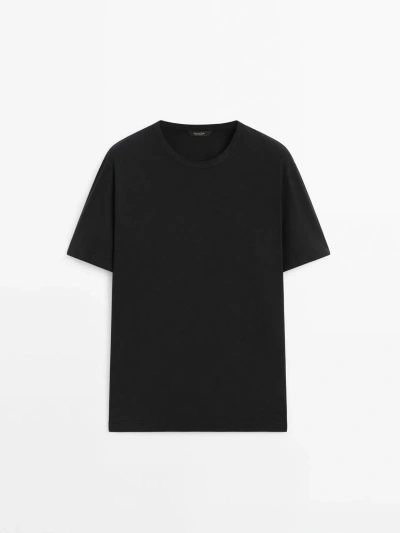 Massimo Dutti Faded Short Sleeve T-shirt In Black