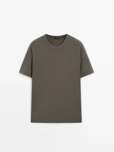 Massimo Dutti Faded Short Sleeve T-shirt In Medium Grey