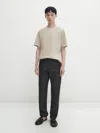Massimo Dutti T-shirt Kurzarm Washed-look In Sand