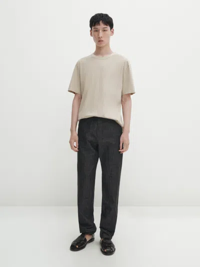 Massimo Dutti T-shirt Kurzarm Washed-look In Sand