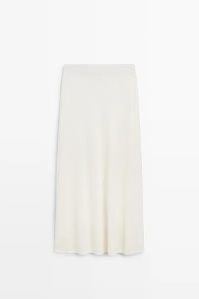 Massimo Dutti Falda Midi De Punto Con Lino In Neutral