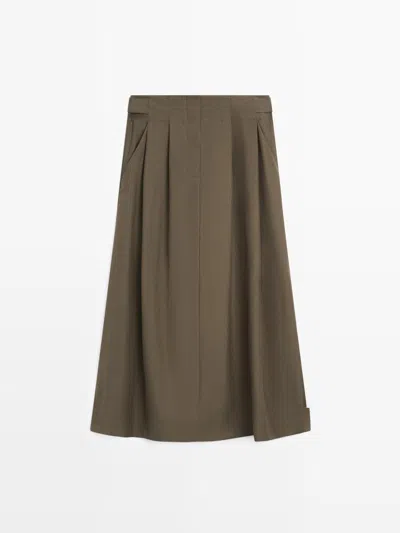 Massimo Dutti Falda Midi Tablas In Multi